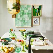 Load image into Gallery viewer, kitchen with green painting and green glassware and green cake stand 
