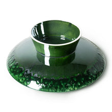 Load image into Gallery viewer, bottom of hand glazed green cake stand
