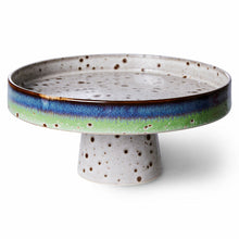 Load image into Gallery viewer, retro style cake stand grey blue green brown
