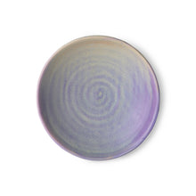 Load image into Gallery viewer, multi colored grey and purple and green stoneware deep plate
