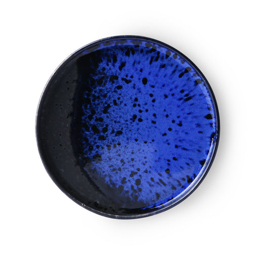blue and black dessert plate made from ceramics